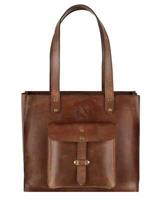 Женщины из натуральной коричневой кожи сумка с короткими ручками, портфель, ноутбук, офис, школа - Изображение 1 из 4