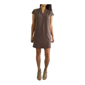 Carmen Marc Valvo Tan Crepe Swing Shift Dress Women Size Medium - Picture 1 of 7
