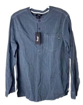 Camisa Stussy Pop Over Henley Azul Botón Algodón Bolsillo Para Hombre Talla Mediana ¡NUEVA CON ETIQUETAS! Foto 1 de 4