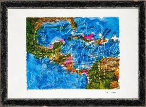 MARIO SCHIFANO- SERIGRAFIA CM 70 X 100 CARTA GEOGRAFICA - Foto 1 di 2