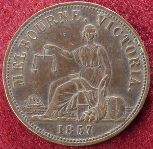Penny Australia Hide and De Carle 1857 (C2104) - Imagen 1 de 2