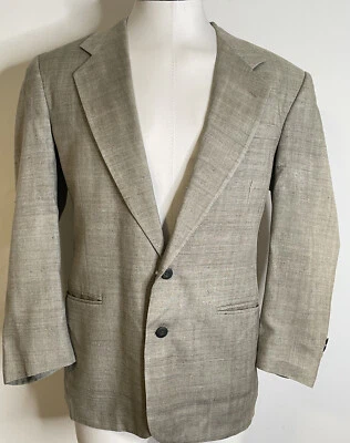 Robert Stock Sage Green Gray Tussah Silk Blazer Jacket 44 46 Country Club - Image 1 of 4