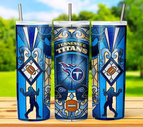 20oz Tennessee Titans tumbler with box, lid and straw Cover