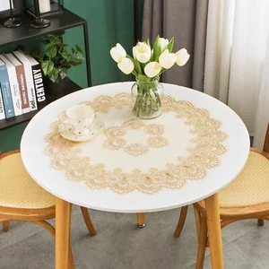 24 Inch Round Small Washable Doily Boho Farmhouse Decorator Table Cover - Picture 1 of 7