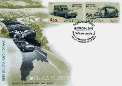 Moldova stamps! FDC (First Day Cover), Europa-2013, Postal Vehicles, MNH, 2013 - Image 1 of 2