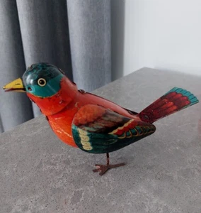 Vintage Soviet Tin Toy Singing Bird USSR Mechanical Wind Up TOY - Picture 1 of 13