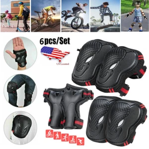 Adult Wrist Elbow Knee Pad Skateboard Skate Kids Bike Protective Gear Guard Set - Picture 1 of 14