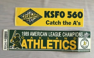 Two VTG 1989 Oakland Athletics A's American League Champions Bumper Stickers MLB - Picture 1 of 4