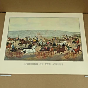 Speeding on the Avenue / Central Park 2 caras Currier Ives litografía reimpresión 12x15" - Imagen 1 de 2