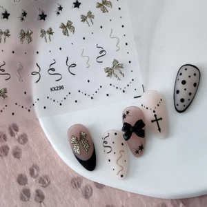 5D Black Bowknot Nail Decal, Ribbon Nail Decals, Necklace Nails Art Stickers(62) - Picture 1 of 5