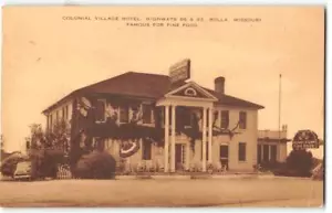 Rolla, Missouri ROUTE 66 Roadside COLONIAL VILLAGE HOTEL 1952 Vintage Postcard - Picture 1 of 2