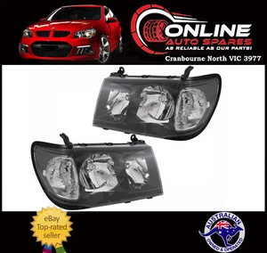 BLACK headlight PAIR fit Toyota Landcruiser 100/105 Series FZJ HZJ HDJ UZJ - Picture 1 of 2