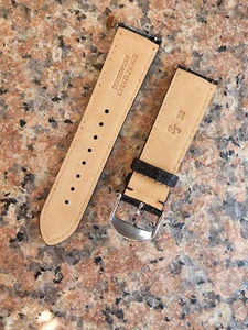22mm Strait End Black Genuine Leather Calf watch Band, Strap Men orient mako - Picture 1 of 2