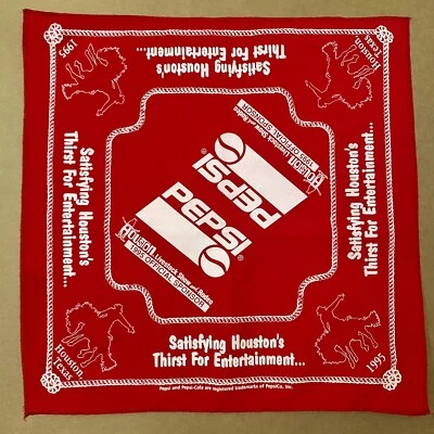 Винтаж 1995 Хьюстон Техас Родео Pepsi Промо Красная Бандана Вестерн Ковбой - Изображение 1 из 4