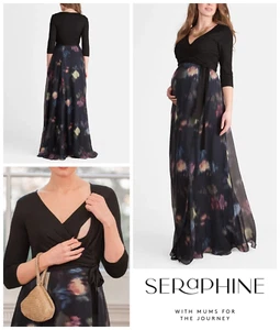 Seraphine Maternity Nursing Dress Size UK 10 Petunia Wrap Maxi Breastfeeding - Picture 1 of 9