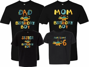 Roarsome at 6 Dinosaur T-Shirt 6th Birthday Shirt Family Birthday Tshirts - Picture 1 of 2