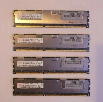 HMT151R7BFR4C-H9 Qty4 Hynix 4GB 2Rx4 PC3 10600R-9-10-E1 DDR3 1333MHz ECC Memory - Image 1 of 4