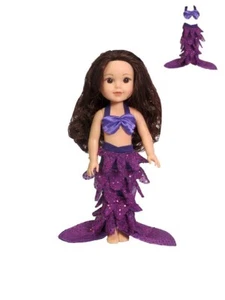 Purple Sequin Mermaid Fits 14.5" Wellie Wisher American Girl Doll Clothing - Picture 1 of 1