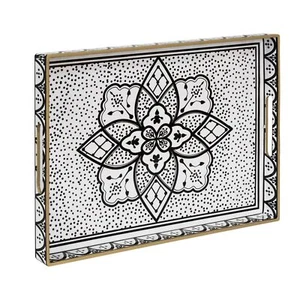 Plastic Serving Tray with Handles Modern Black Tray for Coffee Table Rectangu... - Picture 1 of 7