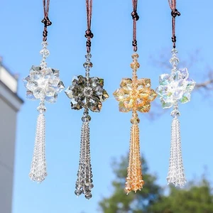 Crystal Flower Suncatcher Hanging Ornament, Rainbow Maker Window Garden Decor - Picture 1 of 35