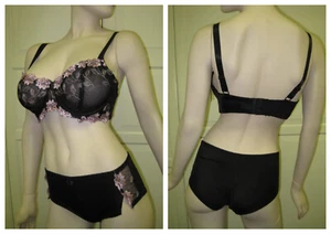 NWT ORNELLA Women Sexy Lace See-through Wired Bra Panty set black 42DD/2X - Picture 1 of 1