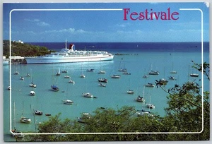 St Thomas Virgin Islands Festivale Continental Sized Postcard - Foto 1 di 2