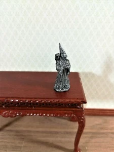 Dollhouse Miniature Wizard with Owl Statue Robed Bearded 1:12 Scale 1 1/4" Tall - Picture 1 of 6