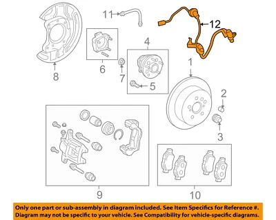 Componentes de freno Toyota OEM 04-10 Sienna - Cable sensor ABS 8951608010 Foto 1 de 2