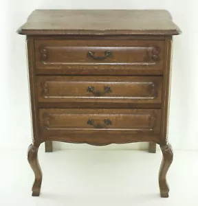Mesita de noche roble armario de noche madera francesa ¡17kg! Cómoda 3x cajón - Imagen 1 de 9