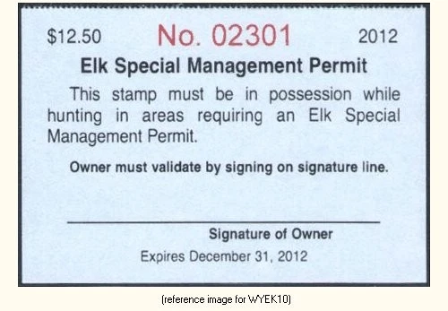 D2K Wyoming Elk Management 2012 $12.50 (lt blue) - Image 1 of 1