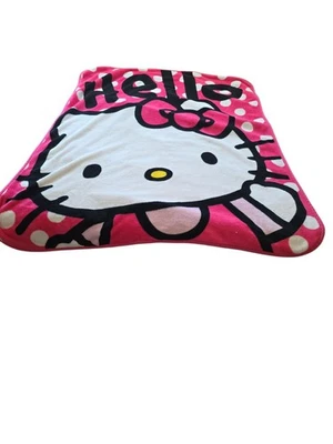 Manta de felpa polar a lunares rosa y blanco Hello Kitty 48x35 pulgadas aprox. Foto 1 de 4