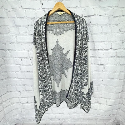 Cárdigan HWR Anthropologie XS S Tolay Negro Blanco Chal Medallón Boho Festival Foto 1 de 4