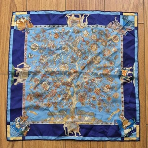 Vintage Hermes Fantaisies Indiennes 100% Silk Square Head/ Neck Women's Scarf 16 - Picture 1 of 18