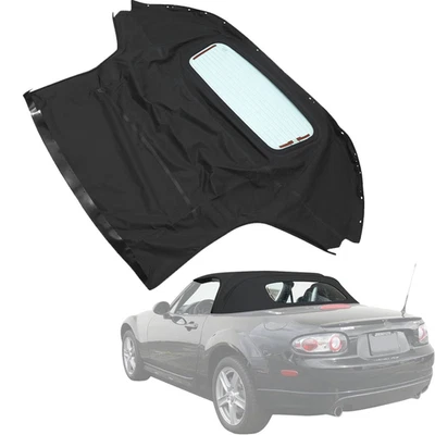 Para Mazda MX-5 Miata 2006-2014 negro convertible techo blando con vidrio térmico  Foto 1 de 4