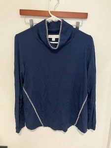 J. Jill Tranquility Fleece-Top mit Peitschennähten, marineblau, Small Petite - Bild 1 von 3