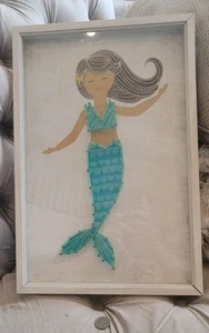 Pillowfort Mermaid String Art 2017 Target Framed Girl Room Wall Decor 12" X 18" - Picture 1 of 7