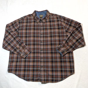 C.E. Camisa a Cuadros Schmidt Para Hombres 2X Algodón Pesado Con Botones Azul Marino Naranja - Imagen 1 de 6