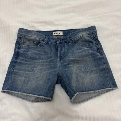Pantalones Cortos Vaqueros Roxy Jean Mujer Talla 27 Botón Mosca Azul Envejecido Lavado Foto 1 de 4