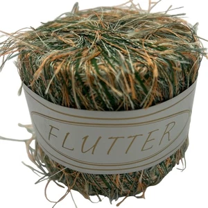 KFI FLUTTER MULTI #14 Sage Peach Green Knitting Fever Eyelash Yarn Skein NEW - Picture 1 of 3