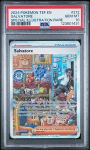 2024 POKEMON TEF EN-TEMPORAL FORCES 212 SALVATORE SPECIAL ILLUSTRATION RA PSA 10 - Picture 1 of 3