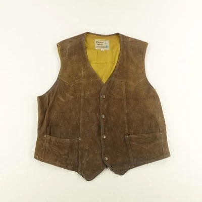 Chaleco de Colección Pioneer Wear Para Hombres 40 Marrón Gamuza Vaquero Occidental Cuero Chaleco ^ Foto 1 de 4