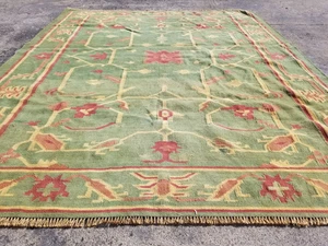 Kilim multicolore lana scandinava vintage invecchiata fatta a mano 236x191 cm - Foto 1 di 12
