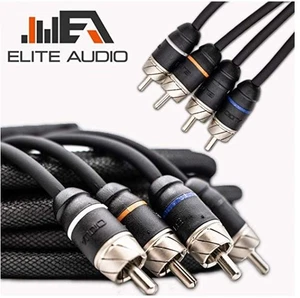 Elite Audio Premium 100%OFC Copper RCA Interconnects 4Ch 17ft Noise Reducing RCA - Picture 1 of 4