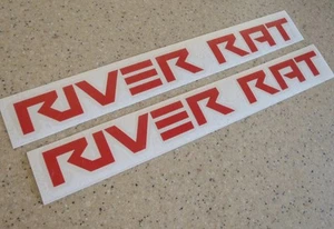 River Rat River Boating Fishing Decals 2-PAK RED FREE SHIP + Free Fish Decal! - Picture 1 of 1