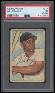 1952 Bowman Willie Mays PSA 1 MK #218 Baseball Card