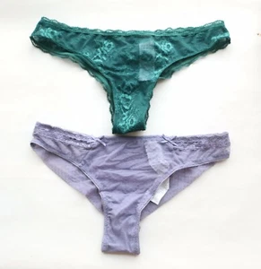 2PCS Women Sexy Thongs Floral Mesh underwear Hipster Bikini G-string Knickers S - Picture 1 of 8