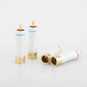 4xRCA Male Plug Audio Video in-Line Jack Adapter Gold Plated RCA Plug Solderless - Picture 1 of 9