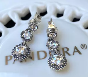 Authentic Pandora Eternal Elegance Dangle Earrings #290742CZ - Picture 1 of 10