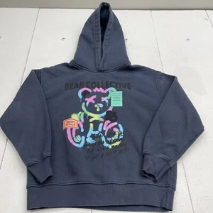 Zara Blue Bear Collective Graphic Pullover Hoodie Youth Boys Size 11-12 - Picture 1 of 7