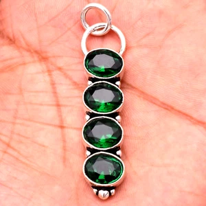Chrome Diopside Gemstone 925 Sterling Silver Handmade Jewelry pendant 2.2" - Picture 1 of 6